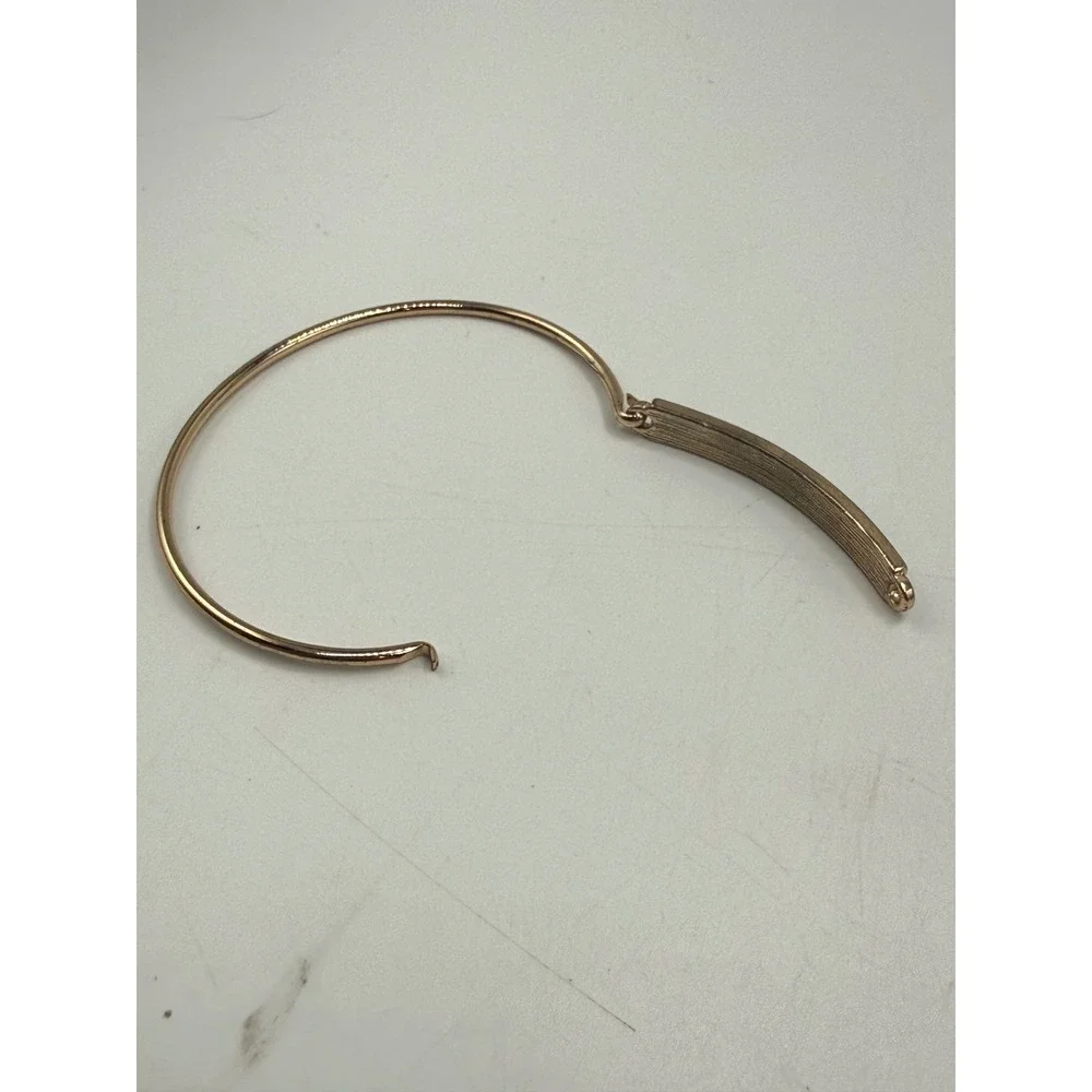 Rose Gold Tone Glitter Bar Hook Bangle Bracelet Minimalist Shimmer Jewelry